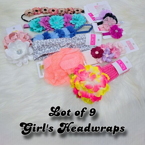 Lot of 9 ✦ Girl’s Flower Headwraps ✦ The Children’s Place Floral Variety NWT - Picture 1 of 8